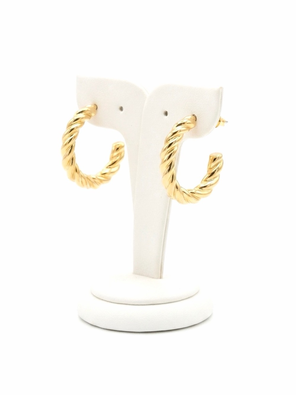 New Chunky 18k Gold Plated Sterling Silver Twisted Push Back Lux Hoop Earrings